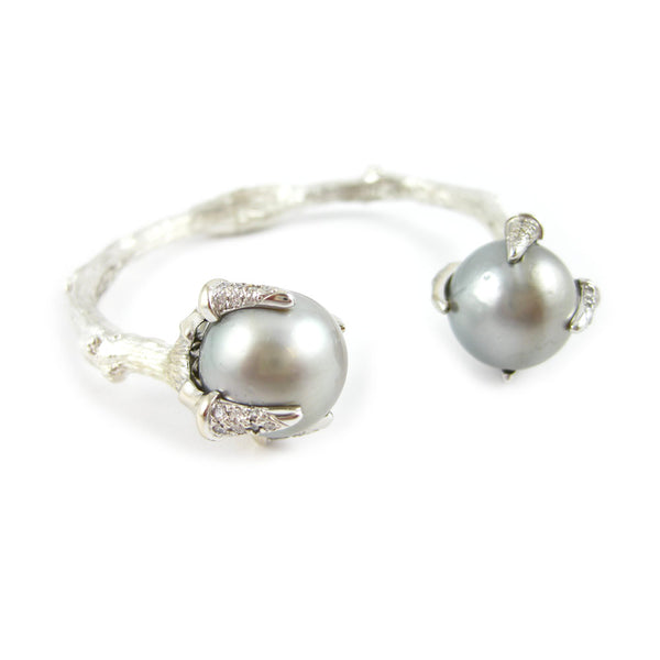 Twig Talon Claw Cuff with Tahitian Pearls and Diamonds