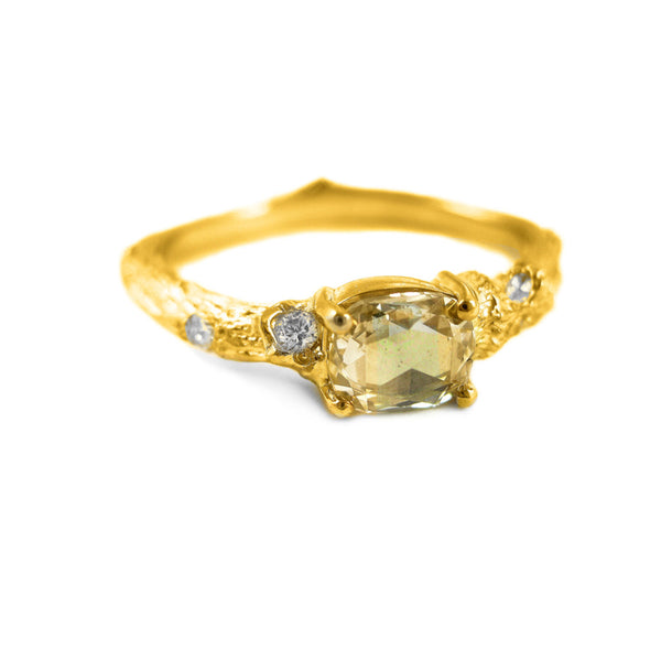 Romantic Diamond and Dewdrop Sage Engagement Ring