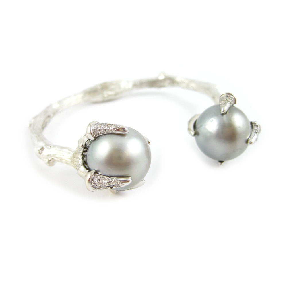 Twig Talon Claw Cuff with Tahitian Pearls and Diamonds