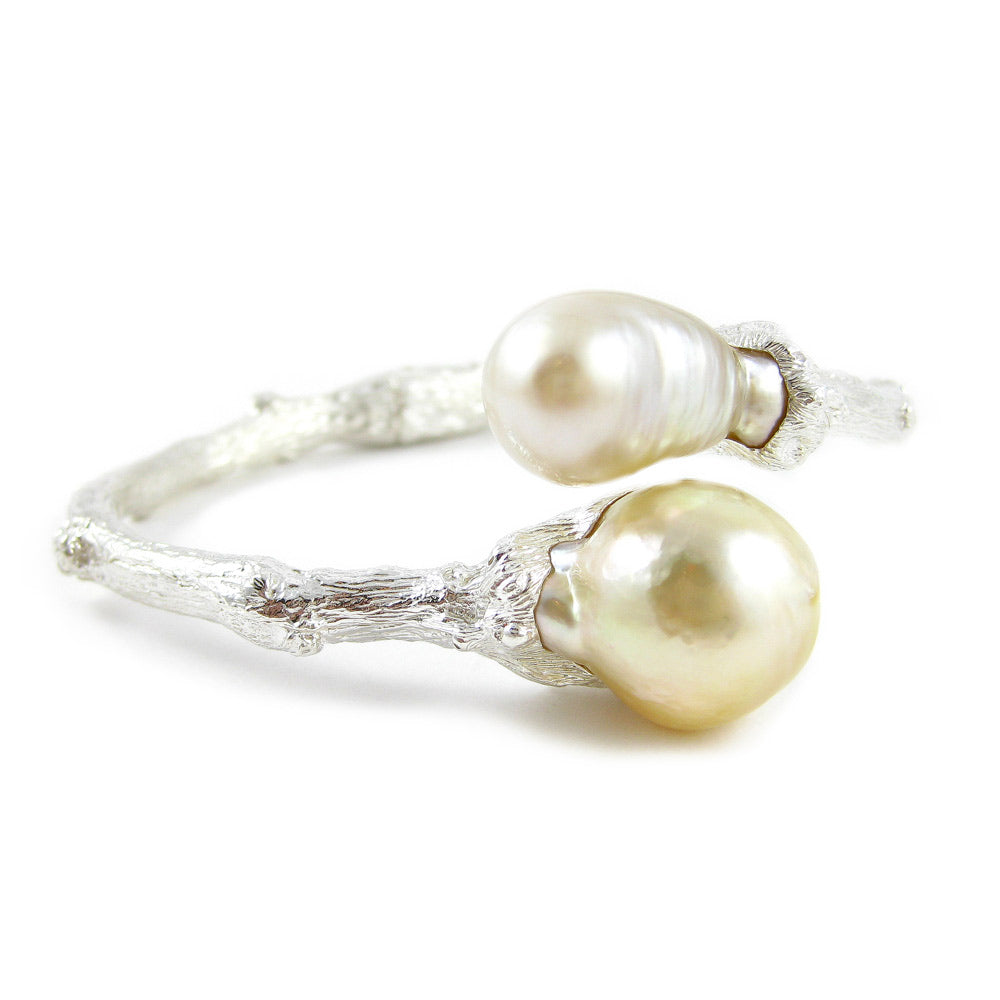 Bypass Twig Bracelet with South Sea Pearls