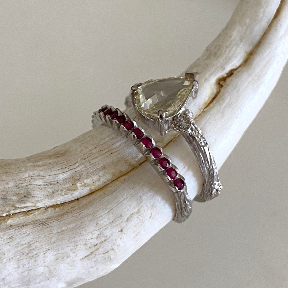 Ruby sweetheart sage wedding band