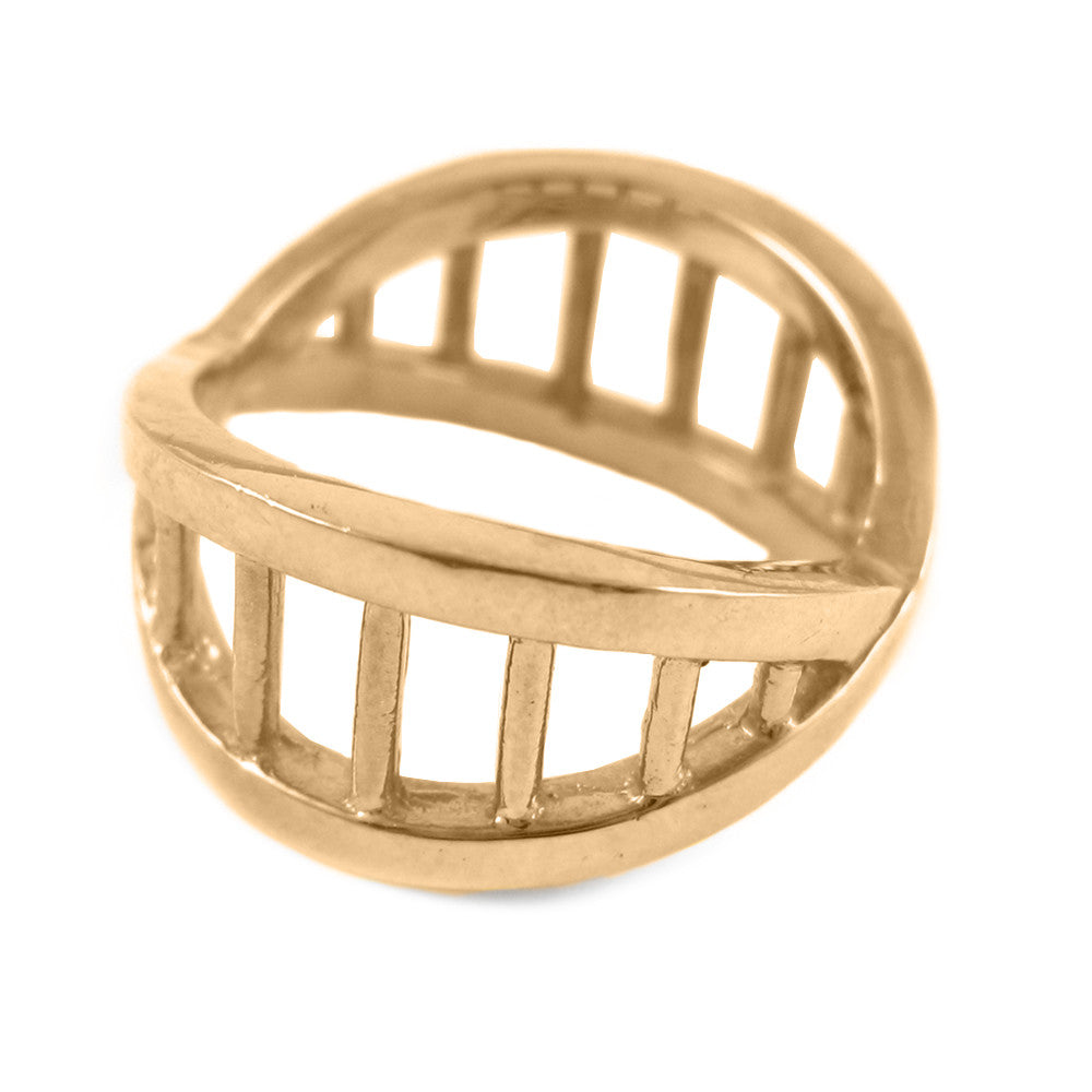 DNA ring in 18k yellow, white, or rose gold.