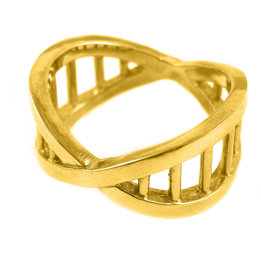 DNA ring in 18k yellow, white, or rose gold.