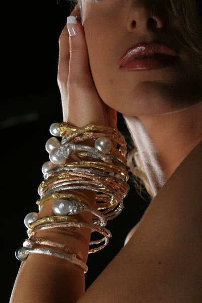 Bypass Twig Bracelet with South Sea Pearls