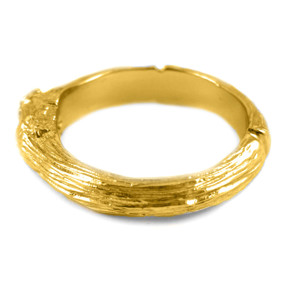 Large Twig ring in 18k yellow gold.