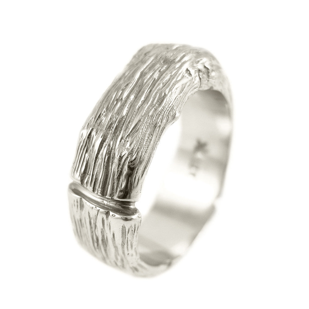 Gents extra-large Twig ring in 18k white gold