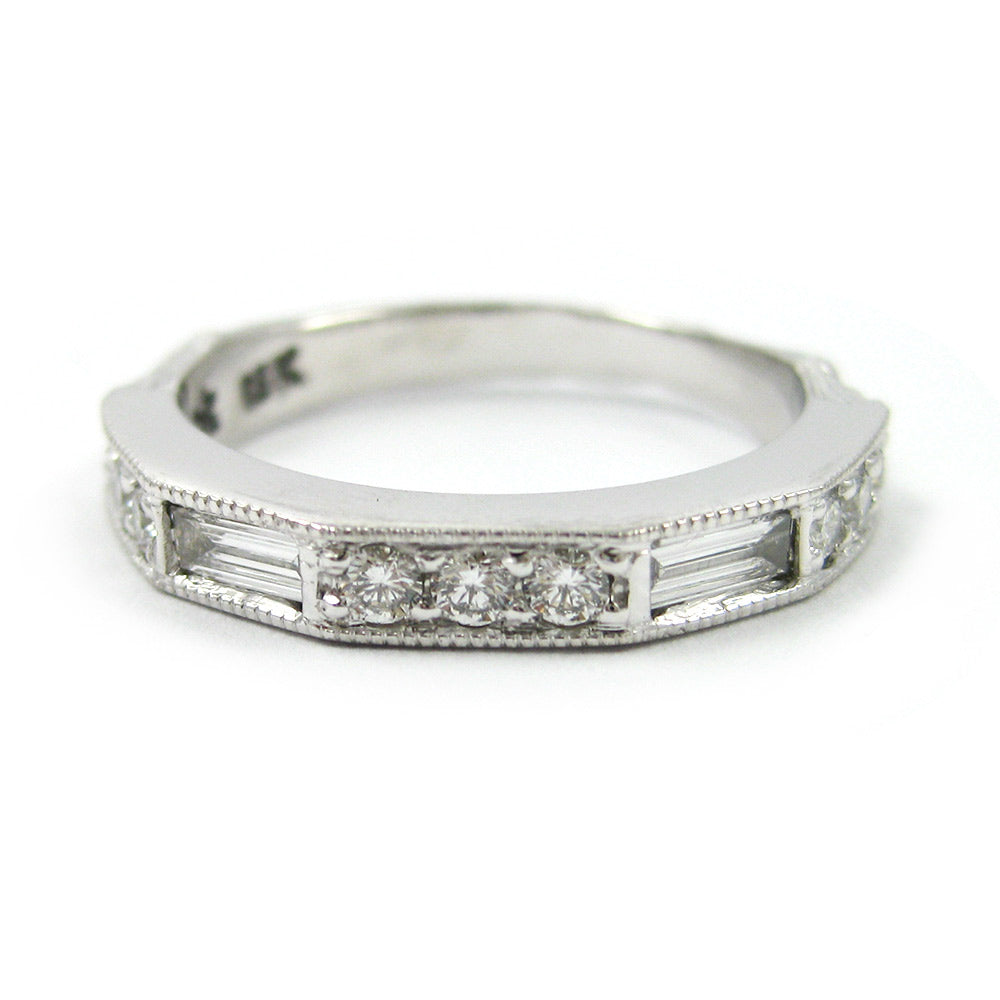 Diamond baguette sage wedding band