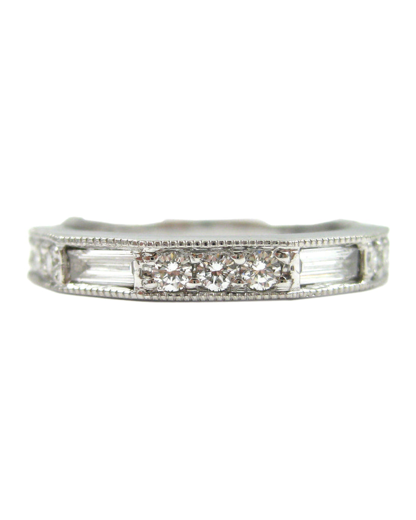 Diamond baguette sage wedding band