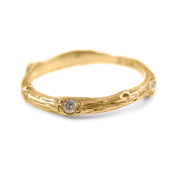 Stackable Sage Wedding Band with Diamonds