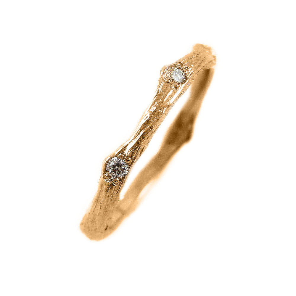 Stackable Sage Wedding Band with Diamonds