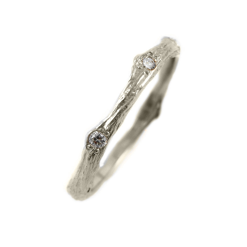 Stackable Sage Wedding Band with Diamonds