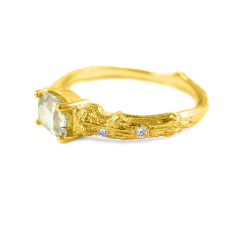 Romantic Diamond and Dewdrop Sage Engagement Ring