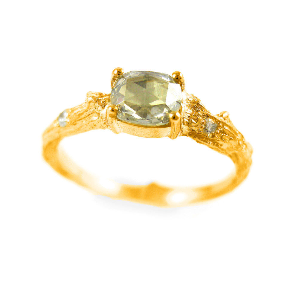 Romantic Diamond and Dewdrop Sage Engagement Ring