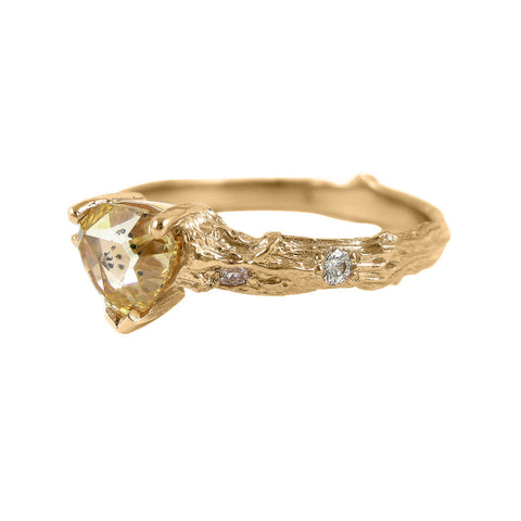 Sweet Rose Diamond and Dewdrop Sage Engagement Ring