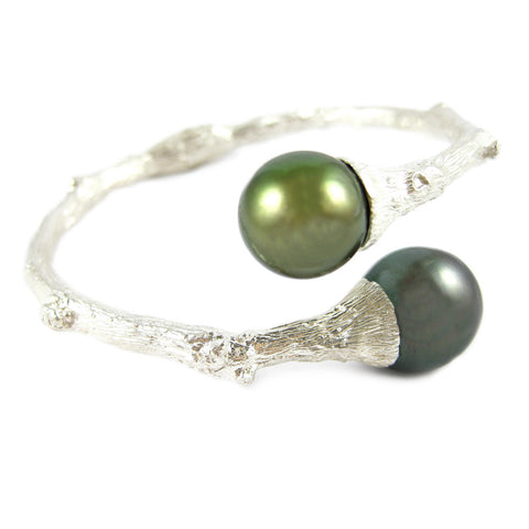 Bypass Twig Bracelet with Tahitian Pearls