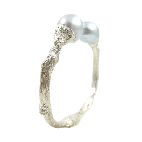 Torque Twig Cuff with South Sea Pearls and Diamonds