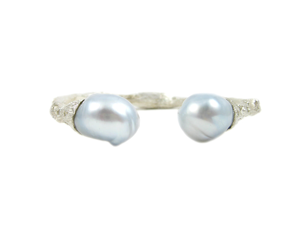 Torque Twig Cuff with South Sea Pearls and Diamonds