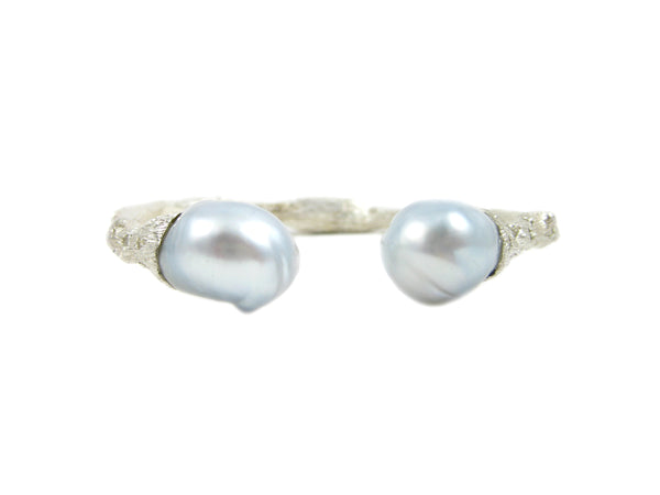 Torque Twig Cuff with South Sea Pearls and Diamonds