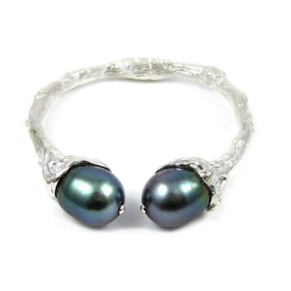Torque Twig Cuff with Tahitian Pearls